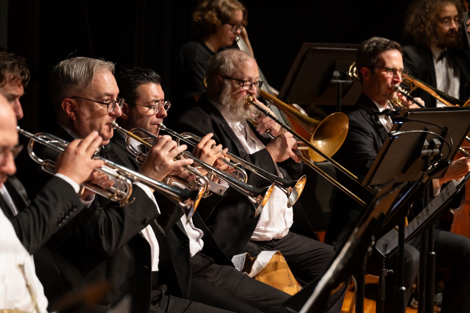 The trumpet line, mid-fanfare.